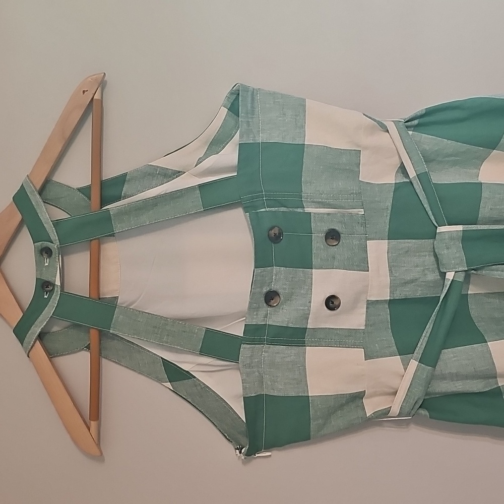 Maeve by Anthropologie Sun Dress Green & White Gingham Checks, Size 14, NWT! - Picture 9 of 17